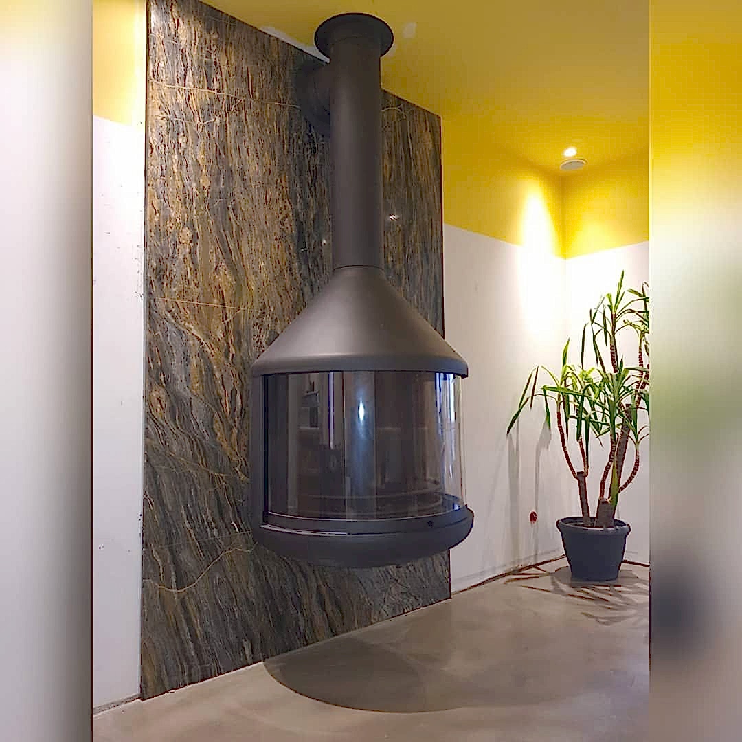 Oval Camlı Asma Şömine