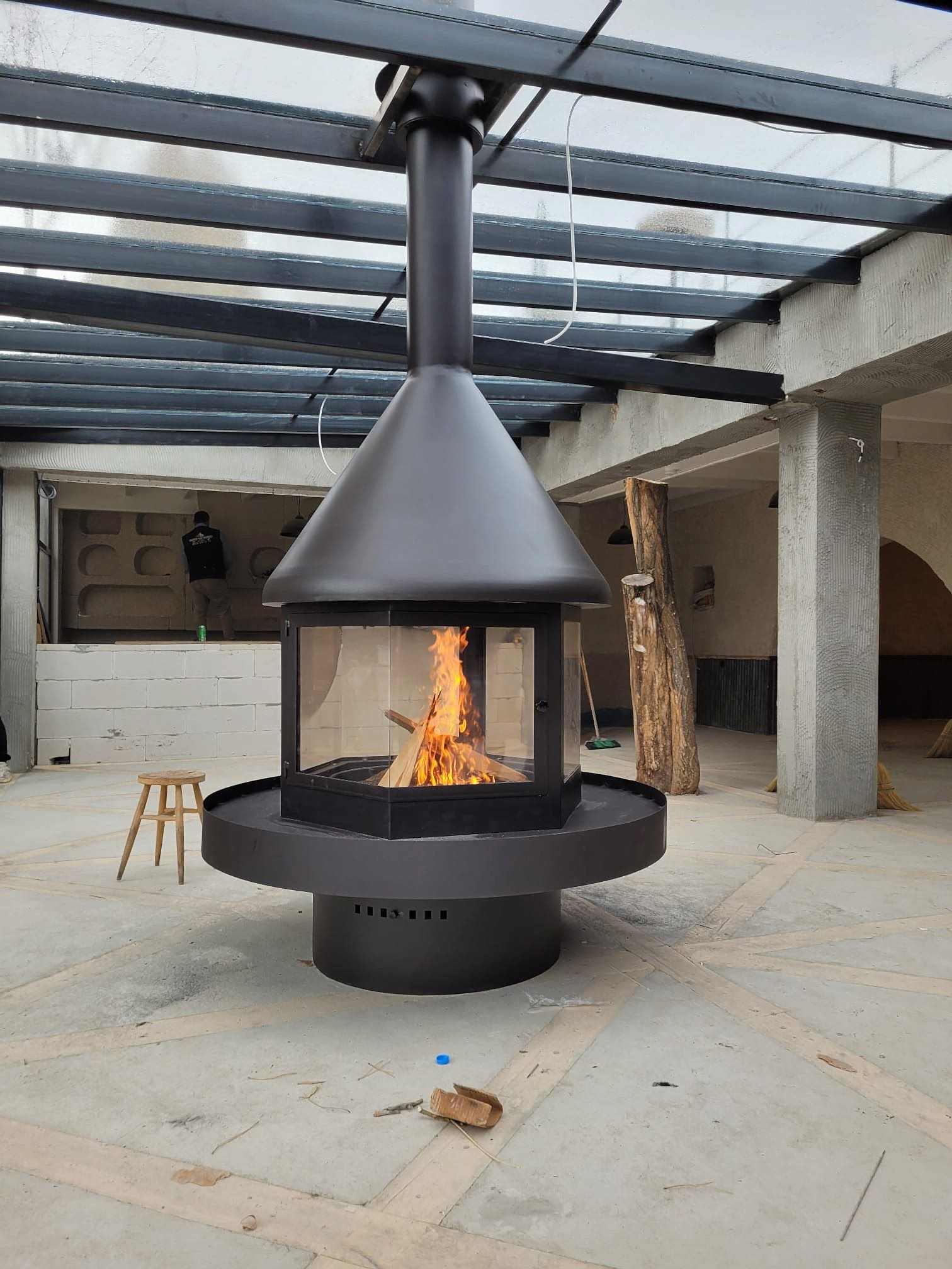 Yuvarlak Raf Altıgen Şömine