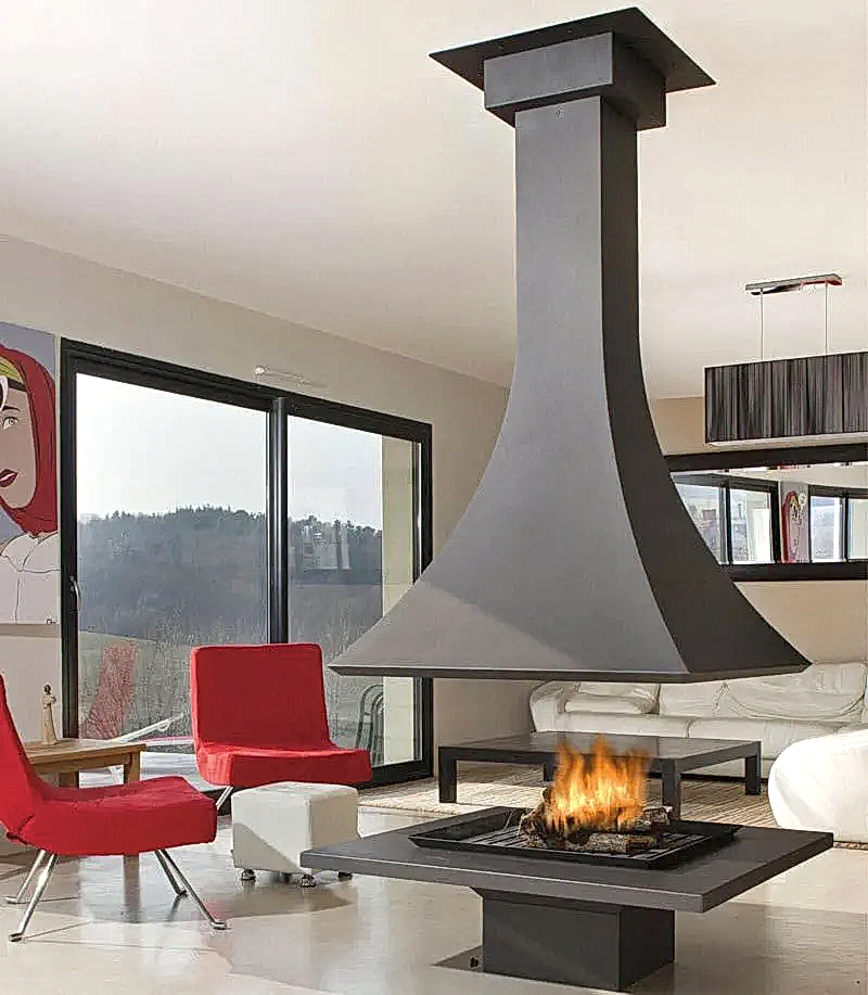 Camsız Orta Şömine Dikdörtgen