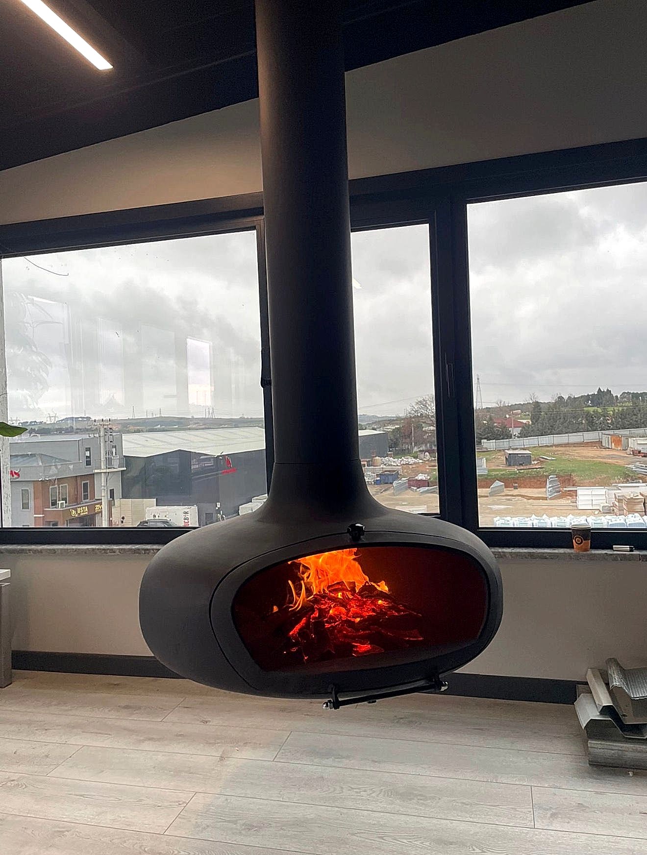 CAMLI UFO ASMA ŞÖMİNE ODUNLU